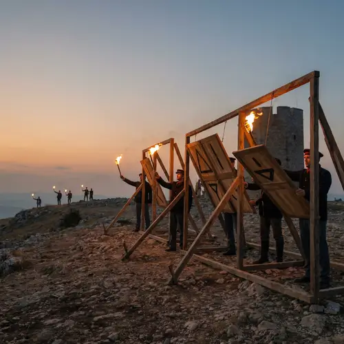 Optical Telegraph with Torches and Tablets