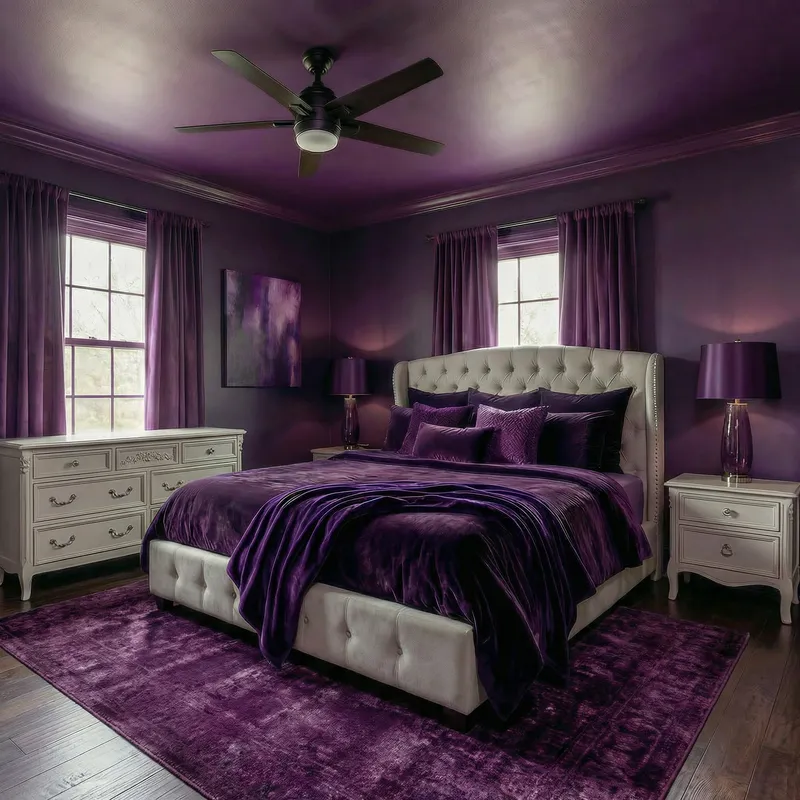 Modern Bedroom Makeover with Purple Accents