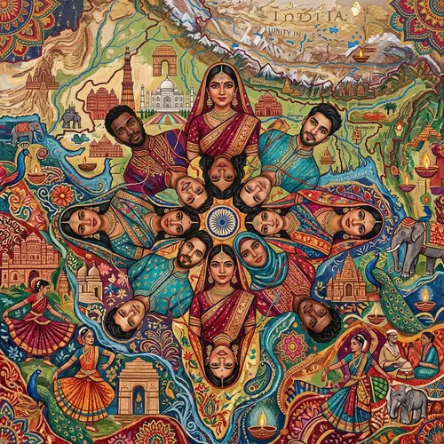 Vibrant Abstract Art Celebrating Indian Culture & Diversity