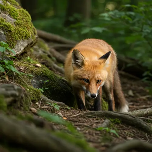 Searching Fox in the Woods - Detailed Photo