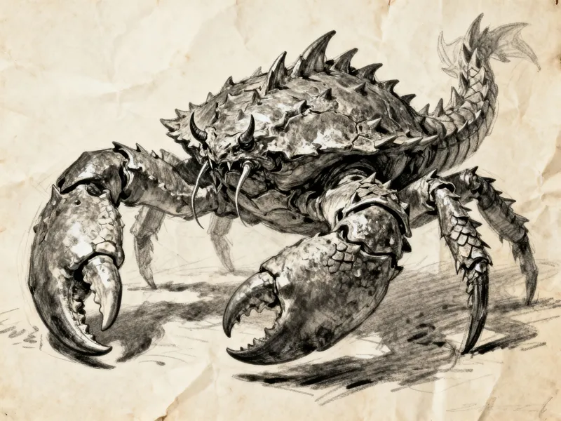 Fantastical Draconic Crab Concept Art Sketch
