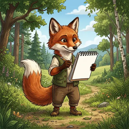 Adorable Fox with Blank Notepad | Note-Taking Fox Character