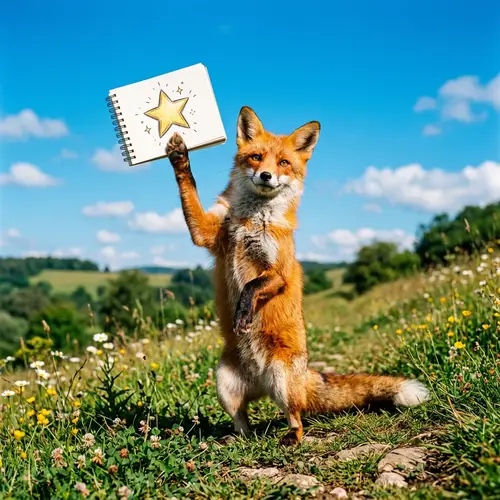 Colorful Fox Displaying Star Artwork | Inspiring Wildlife Scene