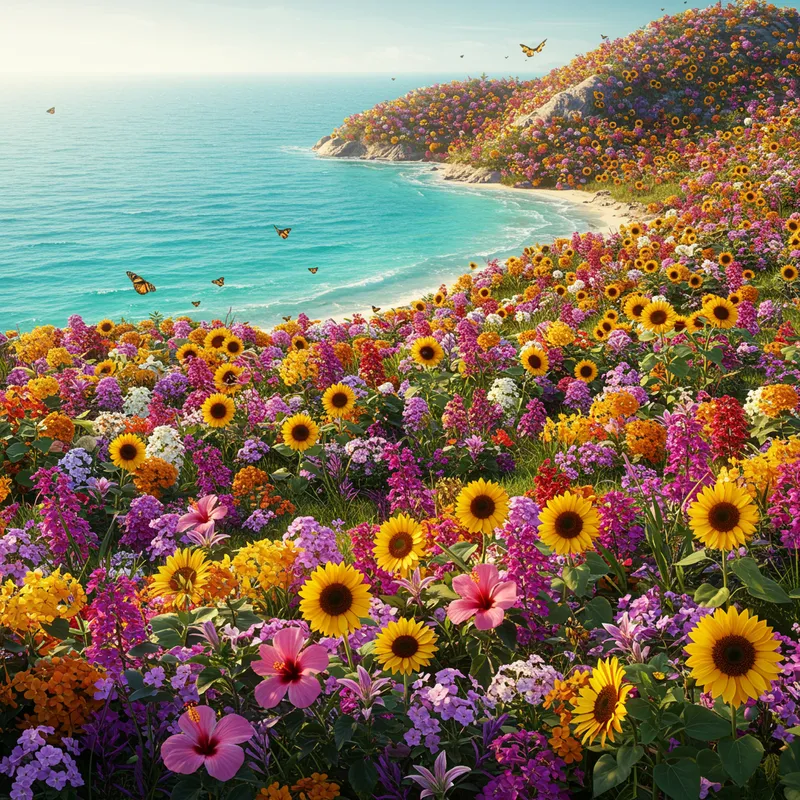 Colorful Flower Island Landscape
