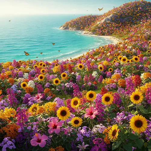 Colorful Flower Island Landscape