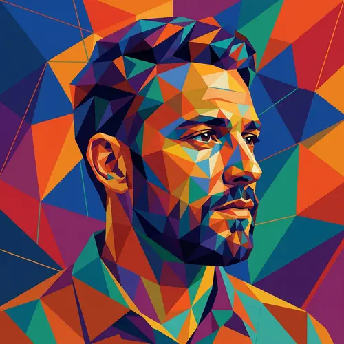 Geometric Low-Poly Portrait of a Man