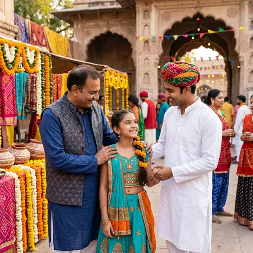 Indian Cultural Scene: Girl with Two Men Showing Affection