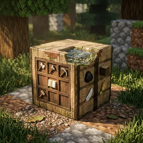 Hyper-Realistic Amethyst Voxel Cube 3D Render