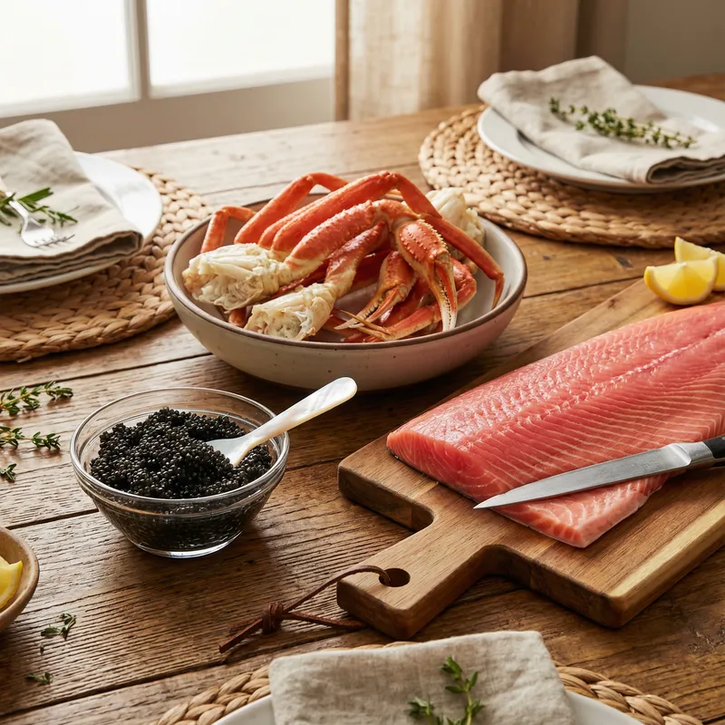 Exquisite Black Caviar, Snow Crab, and Salmon Spread