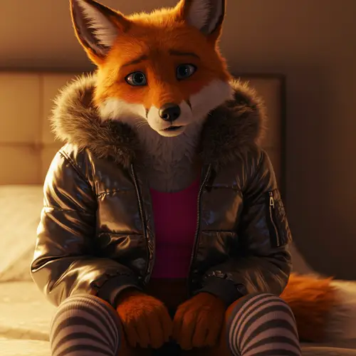Cute Anthro Fox in Stylish Puffer Jacket