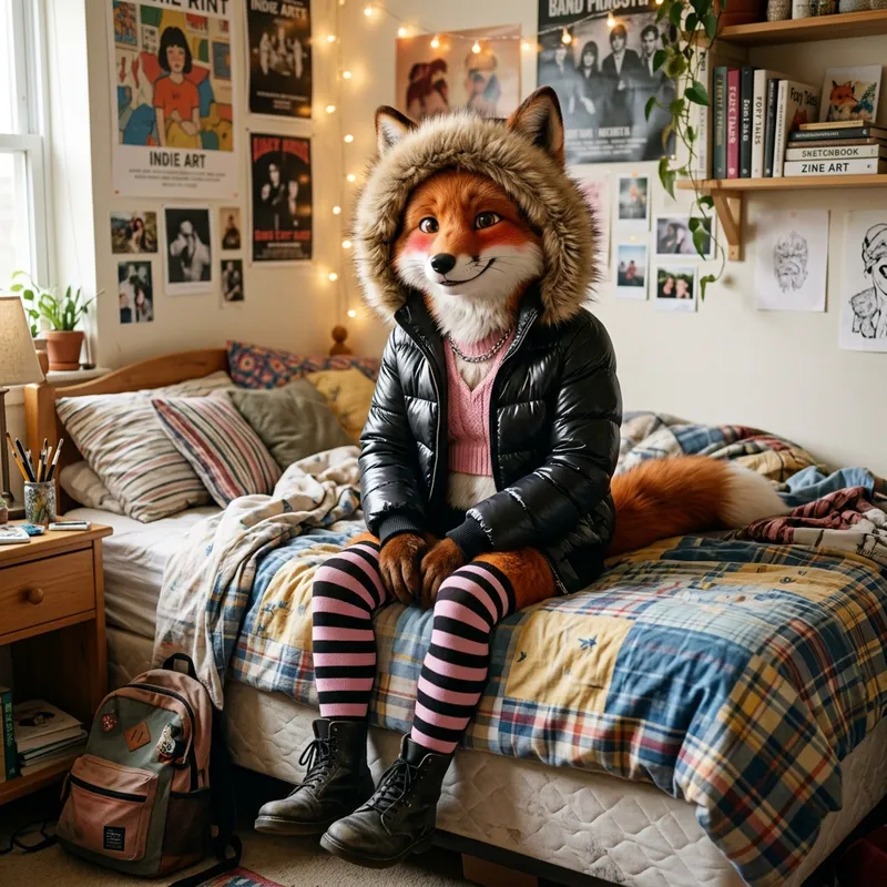 Cute Anthro Fox in Stylish Puffer Jacket