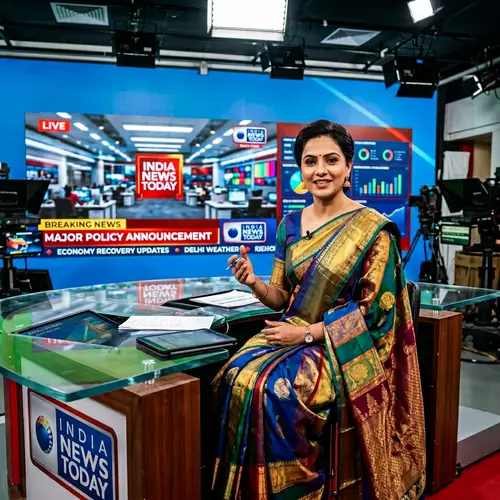 Professional Indian News Anchor in Saree