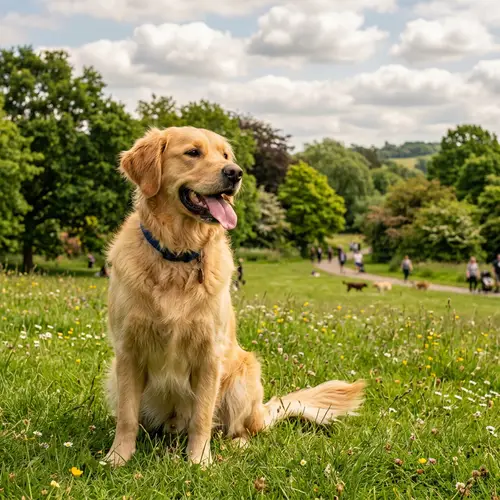 Happy Golden Retriever Enjoying a Sunny Day in the Park