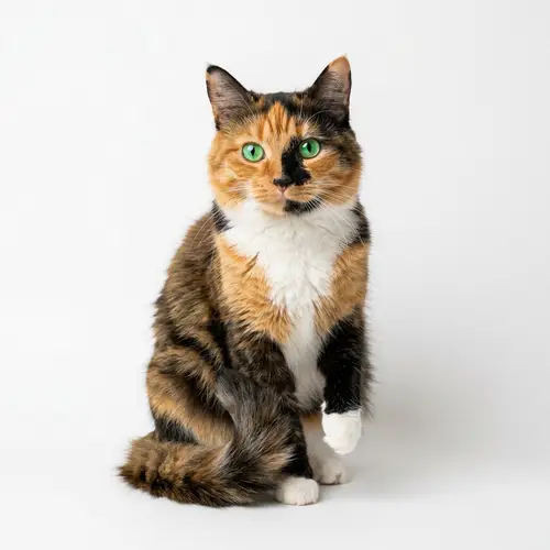 Elegant Calico Cat with Orange, Black, and White Fur