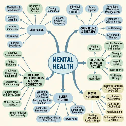 Professional Mind Map: Mental Health, Self-Care, Counseling & More