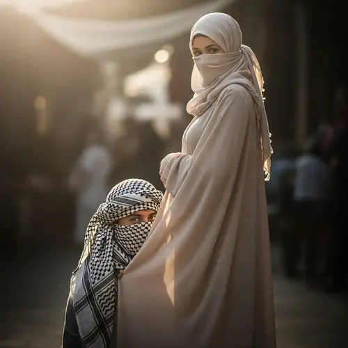 Man Hiding Under Wife's Dress With Kaffir Scarf