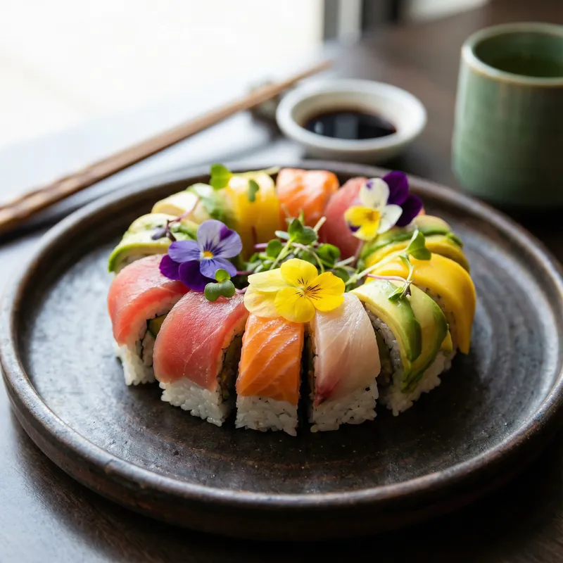 Colorful Sushi Roll on Plate | Dynamic Food Photography Shoot