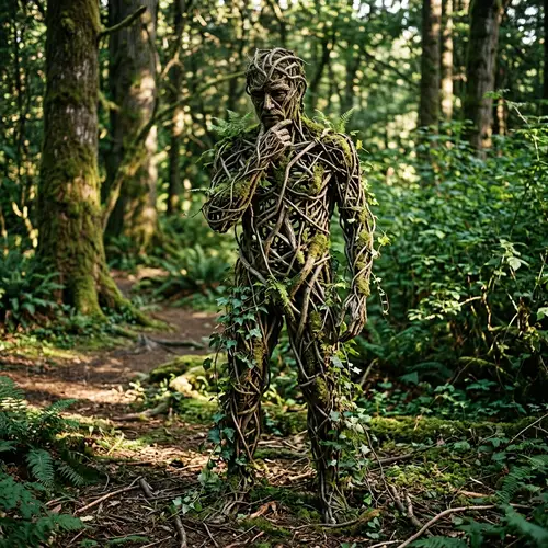 Hollow Man Art: Tree Branches and Vines Growth