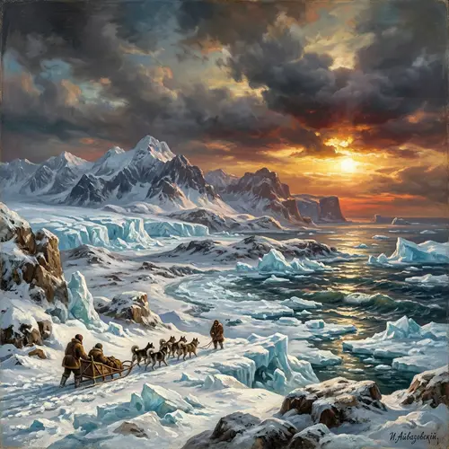 Ivan Aivazovsky's Icy Tundra Landscape Painting