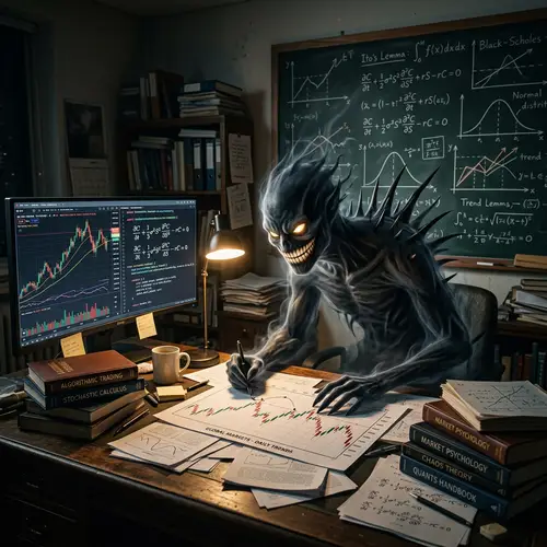 Mysterious Ghost-Like Creature Analyzing Stock Market Graphs