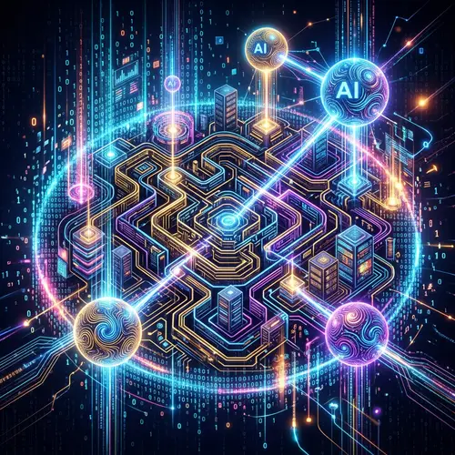 Abstract Technology Visualization | Digital Circuits & AI Nodes