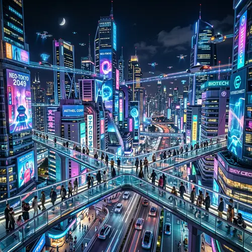 Futuristic Cityscape: A Vibrant Vision of Advancement and Prosperity