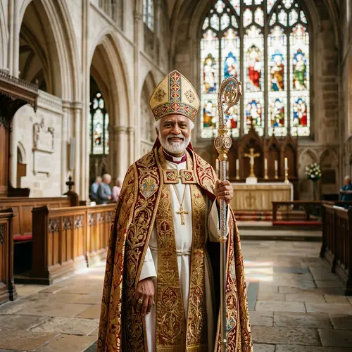 South Asian Bishop in Traditional Attire | Cathedral Serenity
