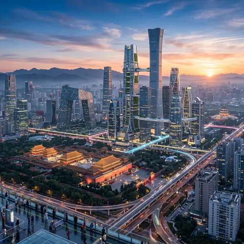 Futuristic Beijing at Dawn: A Realistic Vision
