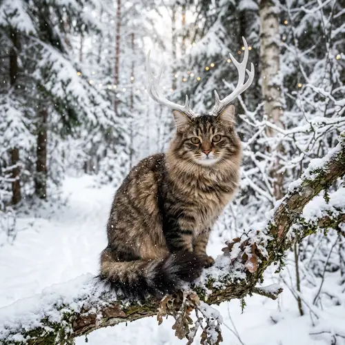 Cat with White Antlers - Unique Feline Photos