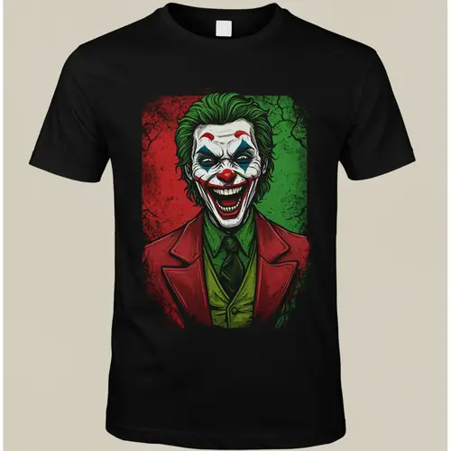 Black Baseball T-Shirt with Joker Skeleton Design