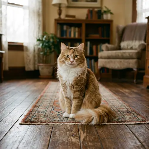 Beautiful Orange and White Cat in Serene Pose