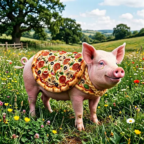 Pizza Cloak: Unique Fashion Statement by a Proud Pig