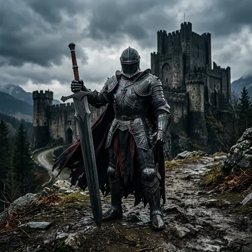 Black Armored Knight with Large Sword