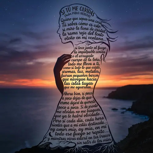 Si Tú Me Olvidas - Pablo Neruda Poem Calligram