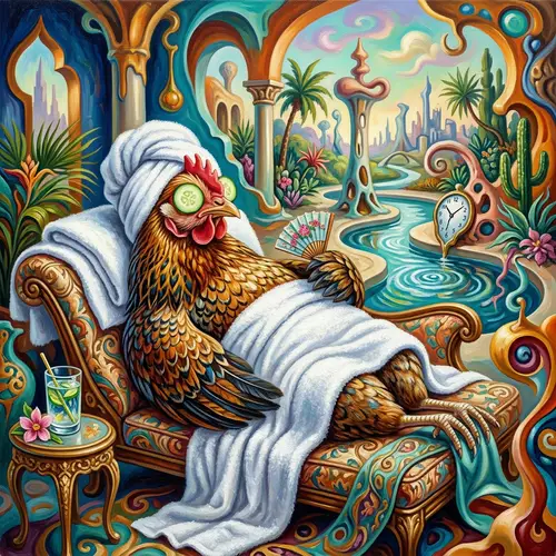 Surrealist Chicken at Contemporary Health Resort | Artistic Image