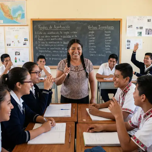 Experienced Spanish Teacher Creating Engaging Learning Environment in Mexico Classroom