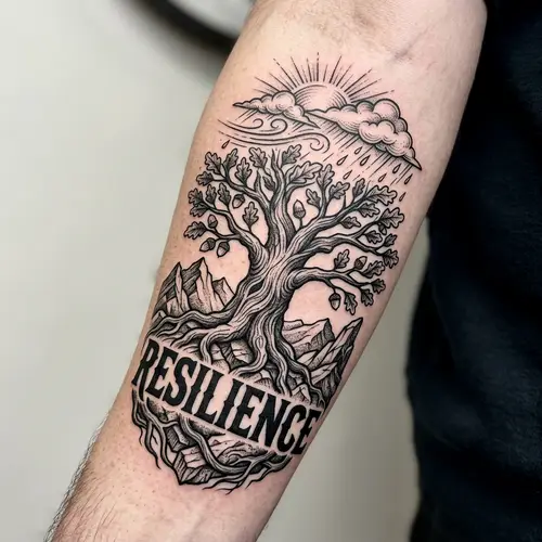 Resilience Tattoo Design with Bold Style