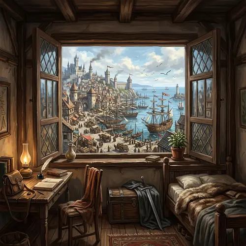 Fantasy Art: View from a Dockside Room