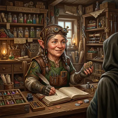 Realistic Fantasy Art: Female Gnome Shopkeeper