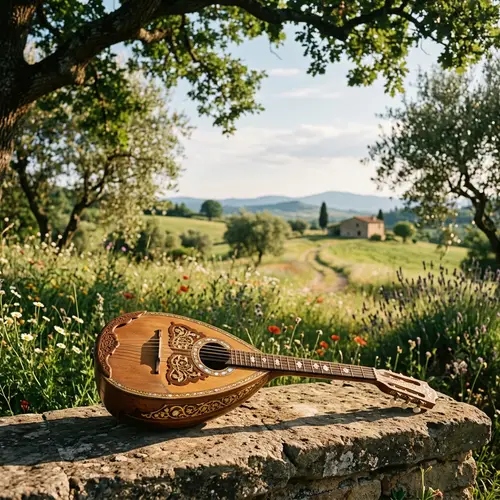 Intricately Designed Musical Instrument in Serene Setting