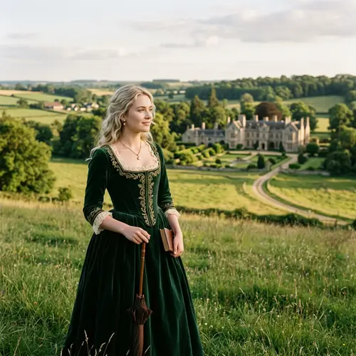 Elegant Noblewoman in Scenic Countryside