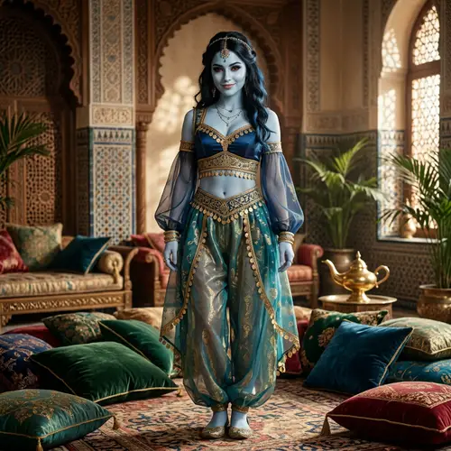 Exquisite Genie Beauty in Opulent Arabian Palace