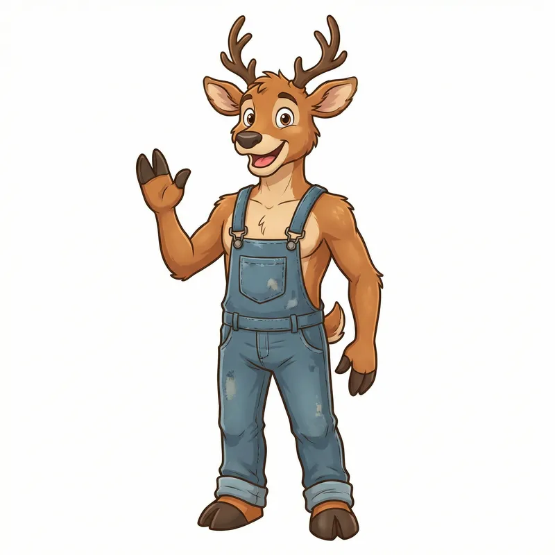 Playful Male Deer Demi-Human Character Design