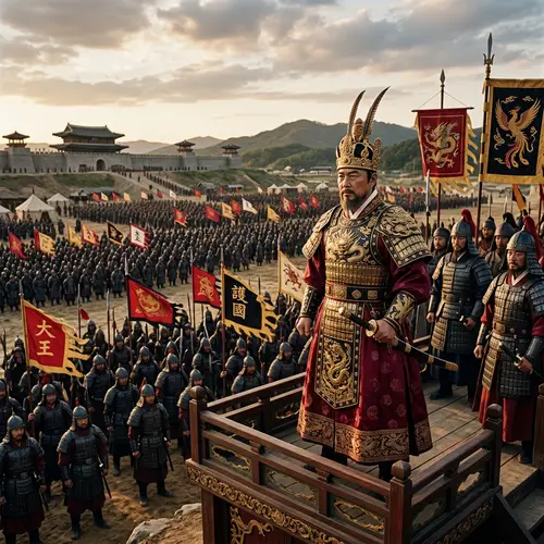 Asian King with Army - Epic Fantasy Art
