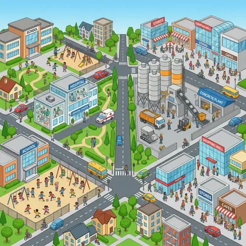 Vibrant Community Layout with Key Elements | Engaging Activities