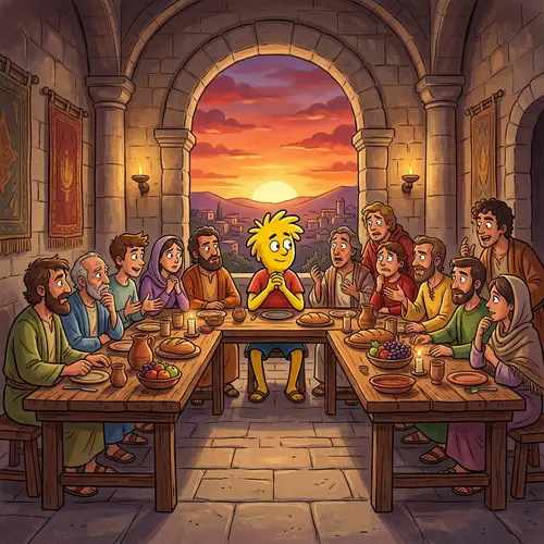 Bart Simpson Last Supper Parody Art