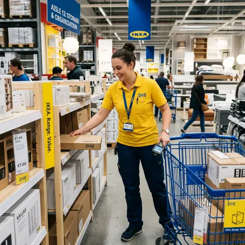 IKEA Employee in Signature Yellow Uniform | Retail Store Tasks