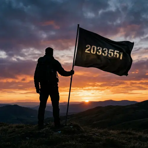 Silhouette of a Man Holding a Flag