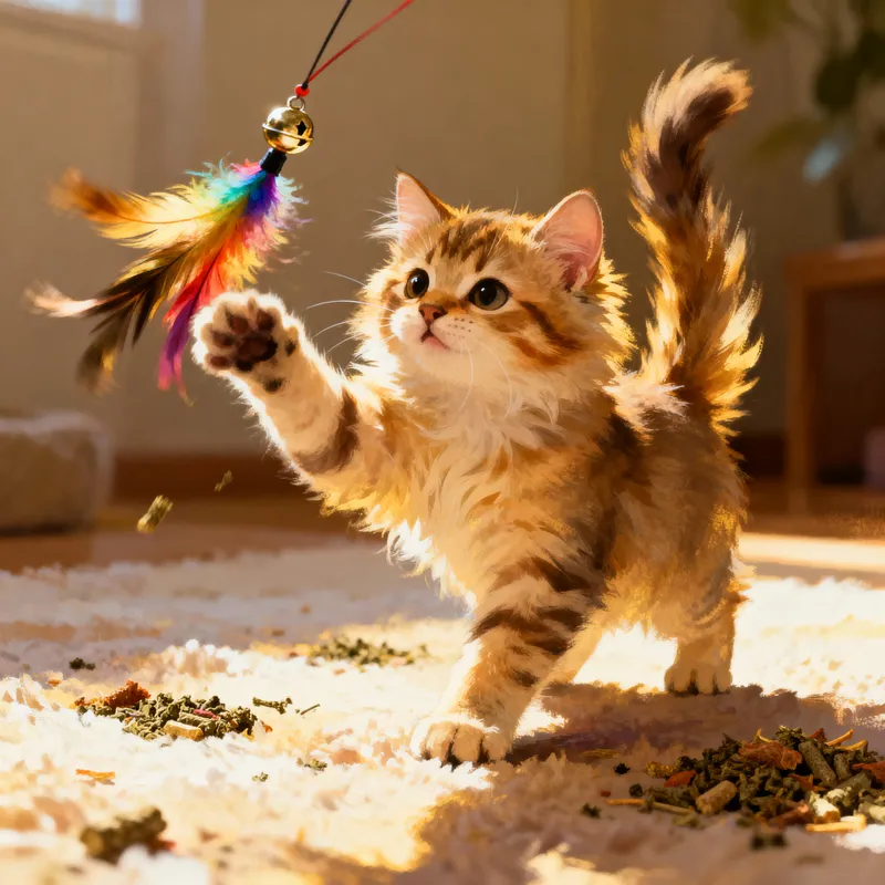 Playful Cat with Toy - Fun Moments