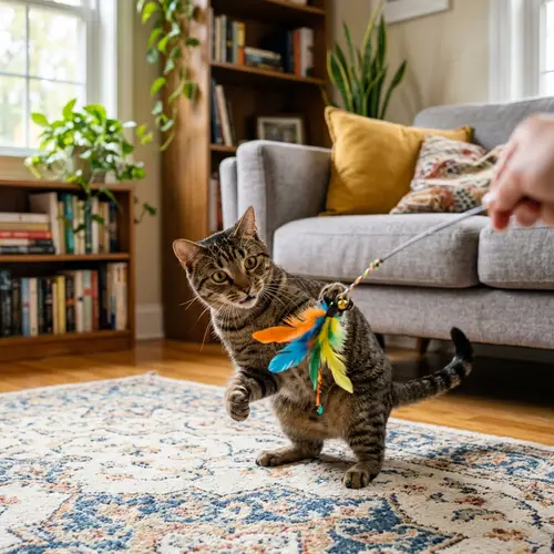 Playful Cat with Toy - Fun Moments